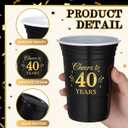Ziliny 100 Pcs 40th Birthday Plastic Cups Bulk, Cheers to 40 Years 16 oz Disposable Black Gold Cups for Men Women 40th Birthday Wedding Anniversary Party Favors Decoration Hot Cold Drinks Supplies