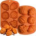 Webake Fall Silicone Molds Harvest Cake Pan, 3D Maple Leaf Acorn Pumpkin Mold for Autumn Treats, Halloween, Thanksgiving, 2Pcs