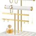 bussdis 3 Tier Bracelet Holder Display - Detachable T Bar White Velvet Bracelet Holder, Jewelry Holder Organizer for Bracelet, Necklace, Earrings, Rings (Large)