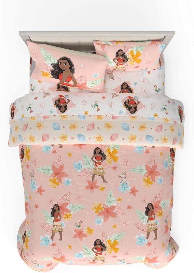 Disney Princess Moana 7 Piece Queen Size Bedding Set Reversible Comforter Set