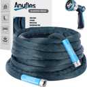 Aunfles 100FT Garden Hose - Flexible Water Hose with 10 Spray Nozzle, Lightweight Design, Easy Storage, Leak-Proof, Compact, Portable, Car Wash for Yard (Blue)