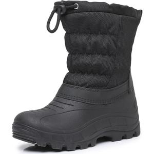 Felabo Kids Snow Boots for Boys & Girls  Warm Water-Resistant Winter Boots Easy to Put On (Toddler/Little Kid/Big Kid) (Black)