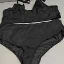 SOLY HUX Women's Plus Size Lingerie Set Underwire Bra and Panty Sets Solid Black 3XL