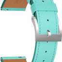 Top Grain Leather Watch Band - Quick Release Brushed Buckle Replacement Strap for Men - Choice of Width -18mm 19mm 20mm 21mm 22mm 23mm 24mm (Blue & Silver Buckle)