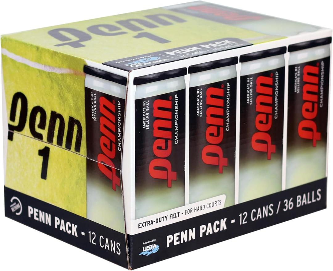 Penn Championship Tennis Balls - Extra Duty Felt Pressurized Tennis Balls 3 Count (Pack of 12)