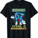 Funny Pixel Meme Bruh 67 Steal a Brainrot T-Shirt (S)