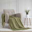 BOURINA Dark Olive Throw Blanket 50x60 Inches Throw Textured Solid Soft Sofa Couch Decorative Knit Blanket