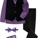 A&J DESIGN Boys 6-Piece Formal Suit Vest and Pant Set with Dress Shirts, Vest, Pants, Tie, Bowtie and Pocket Square (10)