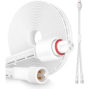 16.3FT Permanent Outdoor Lights Extension Cable for Go-vee H705A H705B H705C H706A H706B H706C,IP68 Waterproof Extension Cord, 3 Pin Power Cord 1FT Y-Shaped Extension