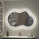 24x36 Inch Asymmetrical LED Bathroom Mirror, Irregular Cloud LED Lighted Vanity Mirror with Lights for Wall, Anti-Fog, Dimmable, 3 Colors, Memory (Horizontal/Vertical)