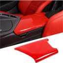 Armrest Box Panel Cover Compatible with Chevrolet Corvette C8 2020-2026, ABS Center Console Armrest Container Storage Tray Protection Cover Cover (Red)