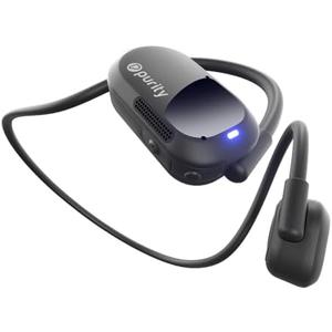 Purity Air Open Ear Headphones - True Air Conduction Wireless Bluetooth Open Ear Earbuds with Dual Mic for iPhone/Android - Secured Long Wearing Comfort, Sports Sweat Resistant (Black/Black)