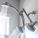 High Pressure Double Shower Heads with Handheld Spray. Adjustable Ball Joint and Detachable Head with Pressure Control Valves for an Enjoyable Spa Bathing Experience.
