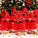 XINZHIDA 6PCS Christmas Gift Bags Candy Bags Santa Pants Style Lovely Treat Bags with Handle for Xmas Wedding New Year Holiday Decor