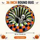 3D Halloween Rug, 36 Inch Round Optical Illusion Rug with Skeleton Vortex Design, Soft Surface and Non-Slip Backing, Indoor Floor Mat for Living Room, Bedroom, Entryway and Halloween Party Decorations