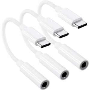 USB C to 3.5mm Headphone Jack Adapter for iPhone 17 Air/16/15 Pro/Pro Max/Plus, 3-Pack Type C Aux Dongle Cable Cord Compatible with iPad, Samsung Galaxy S25/S24/S23/S23/S22/S21Ultra/Note 20, MacBook