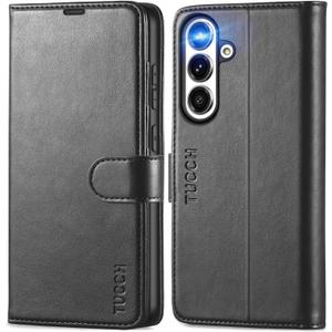 TUCCH Case Wallet for Galaxy S25 Plus 5G, Kickstand [RFID Blocking] Card Holder, Folio Magnetic PU Leather [TPU Shockproof Interior Case] Protective Folio Cover Compatible with Galaxy S25 Plus, Black