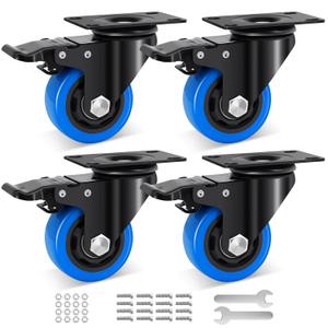 Casters Wheel 3 Inch Set of 4, 1200 Lbs Heavy Duty Casters, Safety Dual Locking Industrial Swivel Top Plate Casters Wheels for Furniture and Workbench Cart(2 Spanners and Free Screws)