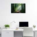 ZXHYWYM Green Forest Canvas Wall Art Sunshine Through Forest Road Picture Prints Morning Sunrise Paintings Nature Landscape Wall Decor Framed(4, (24.00" x 36.00"))