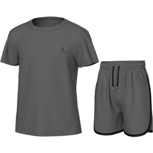 Girls' Clothing Sets, Athletic T-Shirt and Short Outfits Performance Activewear Cute Summer Girls Fashion Size 5-14 (11-12, Gray)