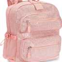 Bentgo Kids Glitter Backpack - Lightweight 14 Backpack for School, Travel & Daycare, Ideal for Ages 4+, Durable & Water-Resistant, Roomy Interior, & Loop for Lunch Bag (Glitter Edition - Petal Pink)