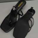 LULLASONG Women's Kitten Heels Sandals Flip Flops Low Heels Slip On Slides 1.8-2 Inch Heeled Square Open Toe Sandals for Women, 9.5