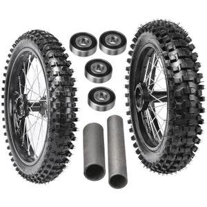 17” Front 14” Rear Dirt Bike Wheel Set 70/100-17 & 90/100-14 Tire Rim Assembly with Tubes Bearings Spacers 12mm Conversion for 110cc 125cc 140cc 150cc 160cc Pit Bikes SSR Taotao Offroad Motorcycle