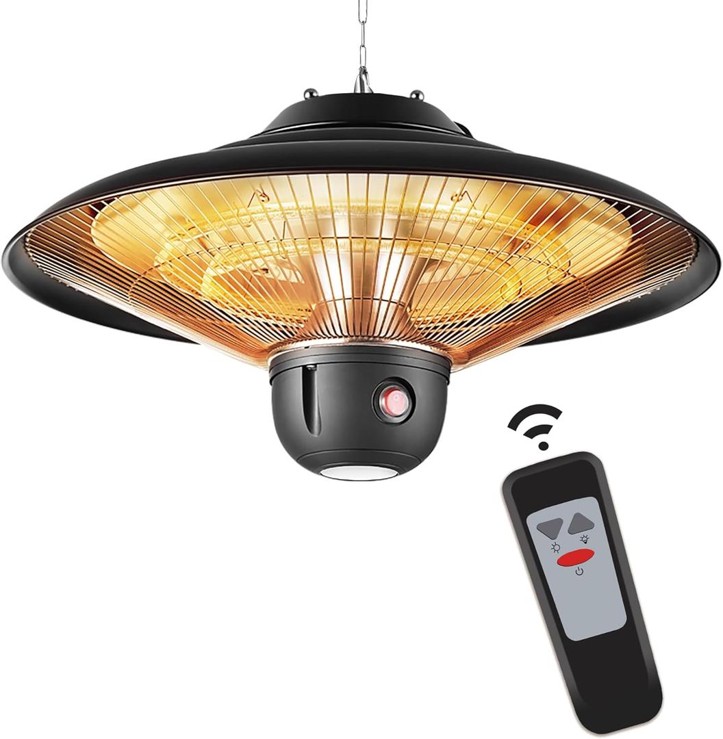 DONYER POWER Electrical Patio Heater, Ceiling Mounted, Outdoor or Indoor Use,1500W (602Black)