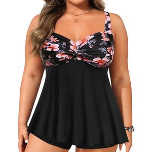 Aqua Eve Plus Tankini Tops for Women Only Swimwear Top Bathing Suits Flowy Swimsuit Top, 18 Plus