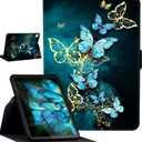 KUAELEN Rotating Slim Cover for iPad (A16) 11th Generation 11 Inch (2025), iPad 10th Gen 2022 10.9 Inch iPad 10 Case, for Apple iPad 10th Generation Case with Auto Sleep/Wake, Blue Butterflies
