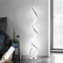 Spiral LED Floor Lamp for Living Room,40W Modern Floor Lamps with Remote Control, 3 Colors Stepless Dimmable Floor Standing Lamp Reading Corner Floor Tall Lamp for Bedroom Office - Chrome