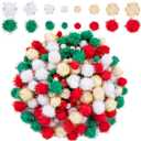 BQTQ 1500 Pieces Christmas Pom Pom Balls Glitter Tinsel Pom Pom for Craft Making and Christmas Decorations (4 Sizes, Gold, White, Green, Red)