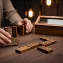 Premium Handmade Wooden Dominoes Set Deck Pack With 28 Professional Domino Tiles In Decorative Acacia Wood Storage Box Classic Table Party Favor Gift Ideas For Men Women Adults