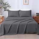 LONAVA Queen Sheet Set 4 Pieces,Dark Gray Ultra Soft & Breathable Microbifer Sheets, 1600 Thread Count Hotel Luxury Oeko-Tex Bed Sheets, 14-16 Inch Deep Pocket Durable Wrinkle Free Sheets