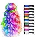 MSDADA 10 Color Hair Chalk for Girls - Hair Chalk Comb Kids Temporary Hair Color Dye - Teen Girl Gift Hair Stuff Accessories Makeup Kit Christmas Gifts Toys for Girls Age 6 7 8 9 10 11 12 13 Year Old (Dark Blue & Light Blue & Green & Purple & White & Pink & Orange & Red & Rose Red & Yellow)