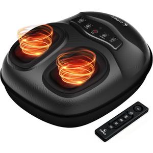 FSA Eligible HSA Foot Massager with Heat [Remote Control], Shiatsu Foot Massager Machine with 5 Compression Levels, Electric Feet Massager for Foot Pain Relief, Gifts for Elderly Senior Parents (Charcoal Black)