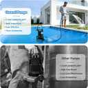 1/2HP Swimming Pool Cover Pump Automatic On/Off 3500GPH Submersible Water Pump with Filter Net 3/4 Check Valve Adapter & 25ft Power Cord 110V Sump Pump for Swimming Pool Hot Tubs Pond Basement