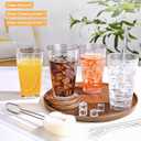 Amyoole Drinking Glasses Set of 8,16oz Clear Highball Water Glasses, Stackable Lead-Free Hammered Glass Cups, Kitchen Drinkware Glassware for Cocktail, Beer, Juice, Iced Tea, Margaritas and Mixed Drinks