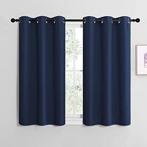 NICETOWN Blackout Draperies Curtains, Navy, 1 Pair, 34 x 36 inches, All Season Thermal Insulated Solid Grommet Top Blackout Curtains/Drapes for Kid's Room