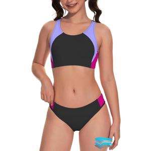 Beautikini Period Swimwear Two Piece Menstrual Leakproof Sporty Bikini Sets Bathing Suit Period Swimsuit for Teen Girls (X-Small)