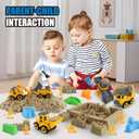 YIDESTARS Construction Sandbox with Lid - 4 Vehicles with 1 Conveyor, 8 Castle Molds, 6 Figures & 3lbs Moldable Sand - Preschool Sensory Bin for Fine Motor Skills, Ages 3-6