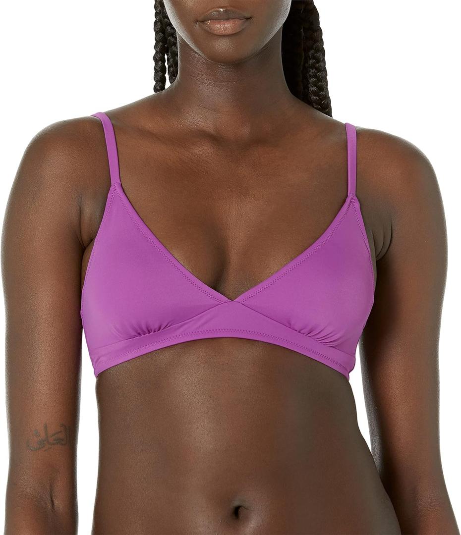 Amazon Essentials Women's Light-Support Classic Bikini Swimsuit Top, Violet, Small Top, Large Bottoms, Medium Bottoms