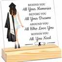 2025 Graduation Gift Sign - Behind You All Your Memories... Within You, All You Need - 4” Girl Back Figure Acrylic Sign With Wooden Stand, Tabletop Decoration & Gifts For Graduate - A03 2 Pack