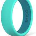 Enso Rings Dual Tone Silicone Wedding Ring  Two Tone Hypoallergenic Wedding Band  Comfortable Band for Active Lifestyle - Medical Grade Silicone  1.75mm Thick Unisex Band (Teal/Aqua)