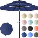 10ft Patio Umbrella, 3 Tier Outdoor Market Table Umbrellas with 8 Fiberglass Ribs and Push Button Tilt, Windproof, Vented Canopy, UV Protection for Deck, Pool, Backyard