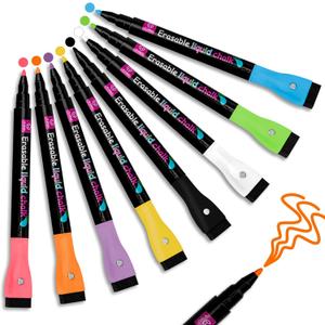 YUNAI Liquid Chalk Markers for Blackboards Magnetic, PCS Dry Erase Glass Markers Chalk Pen for Chalkboard and Glass, Fine Tip Neon Color Erasable Markers