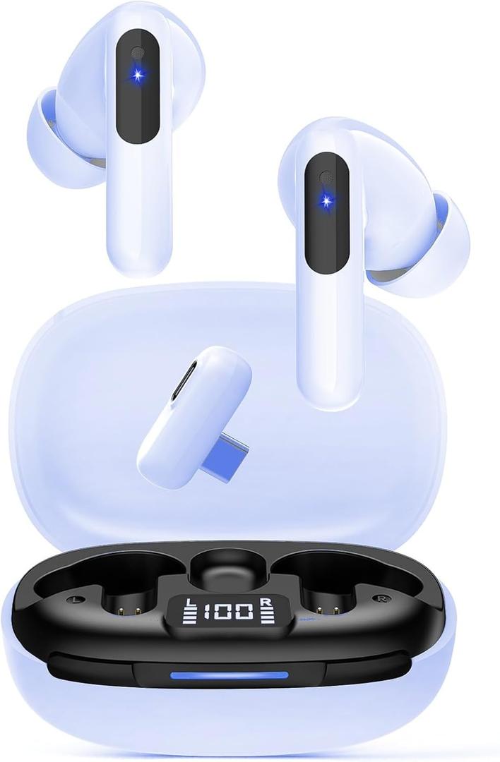 RYR Wireless Gaming Earbuds, 20ms Low Latency, Gaming Earbuds with Noise Cancelling Mic, 2.4Ghz & Bluetooth, LED Display, 36H Playtime for Meta Quest 3/ 2, PS5, PS4, VR, Switch, Steam Deck, PC, Phone