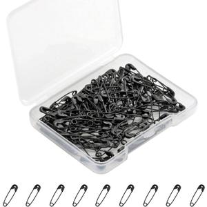 Black Safety Pins,Small Safety Pins for Clothes,19mm/0.75 Inch Metal Mini Saftey Pin Bulk for Art Crafting Sewing Jewelry Making (120Pcs/Box)