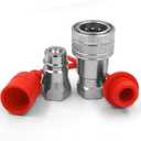 1/2" NPT Thread Ag ISO 5675 Hydraulic Quick Connect Tractor Couplers, Ball Pioneer Style ISO 5675 w/Dust Caps