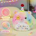 14" Happy Birthday Light up Musical Bear Plush Pillow Cute Rainbow Stuffed Animal Soft Kawaii Birthday Plushie Star Wink Funny Pillows Home Room Decoration Gifts for Toddlers Kids Girls